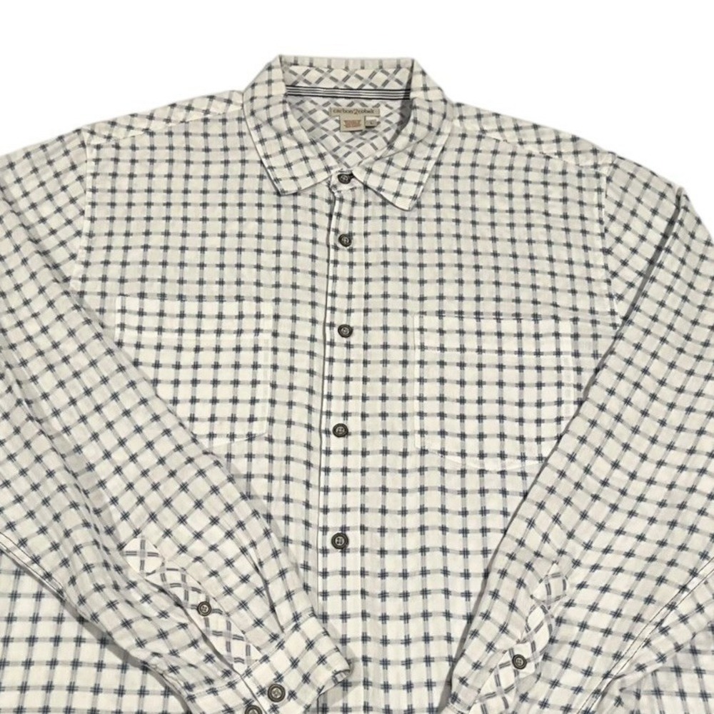 Carbon 2 Cobalt Men's Plaid Button Up Shirt Long Sleeve Casual Size L